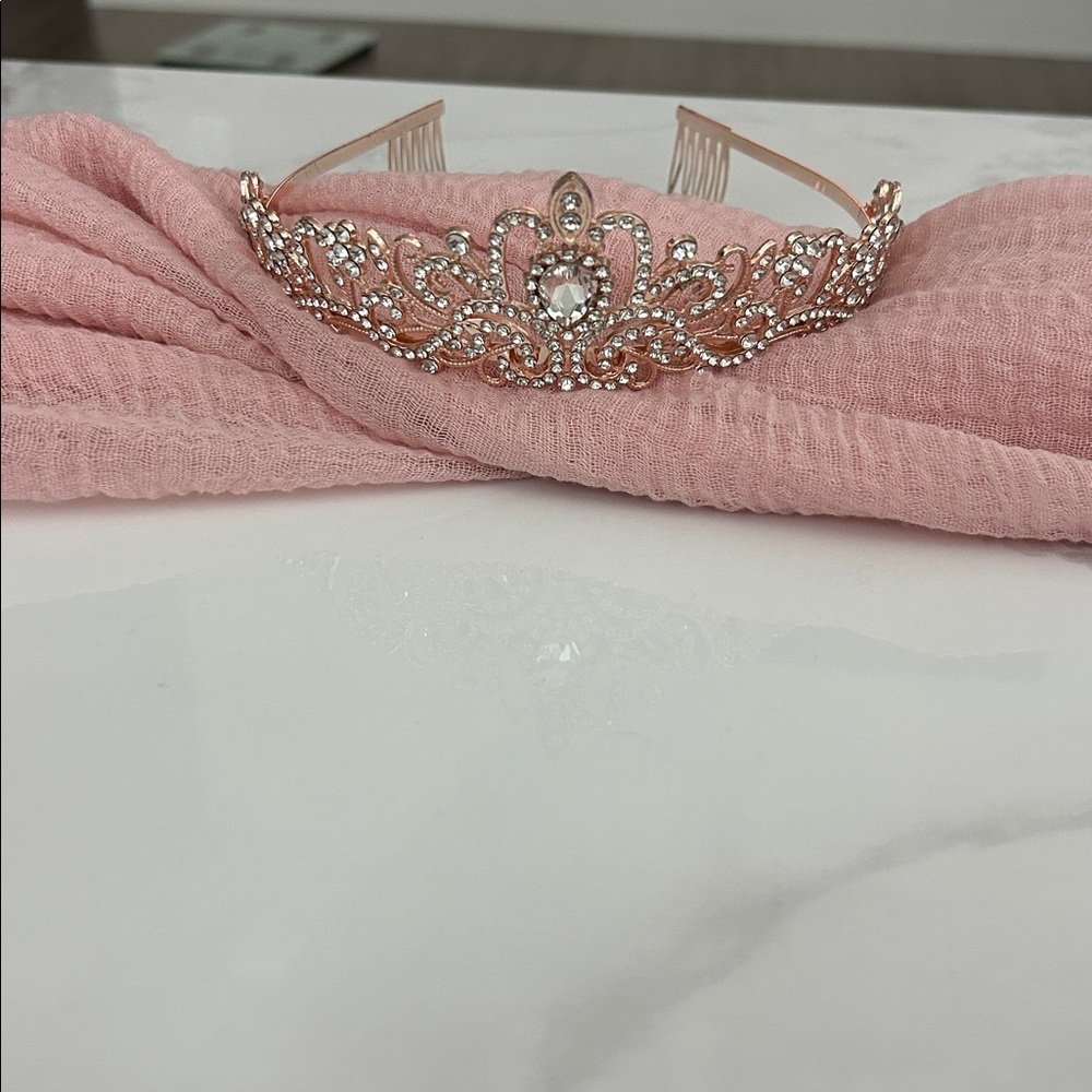Rose Gold Tiara with Crystals - Picture 6 of 6